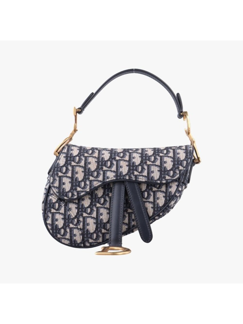 Dior Saddle Blue Black Jacquard Leather Shoulder Bag